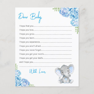 Lámina Wishes for Baby Cards Blue Boy Elephant Shower
