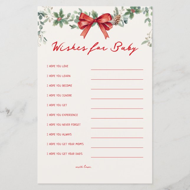 Lámina Wishes For Baby Christmas Baby Shower Games (Anverso)