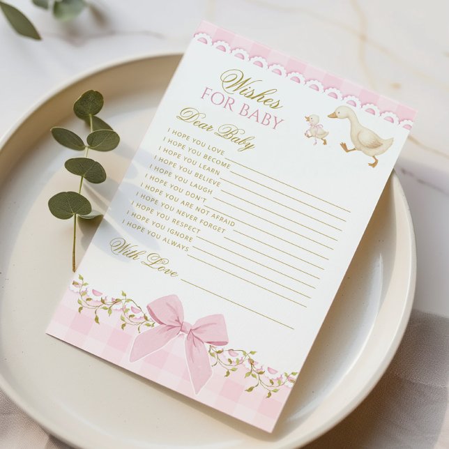 Lámina Wishes for baby Silly Goose Pink Baby Shower card (Subido por el creador)