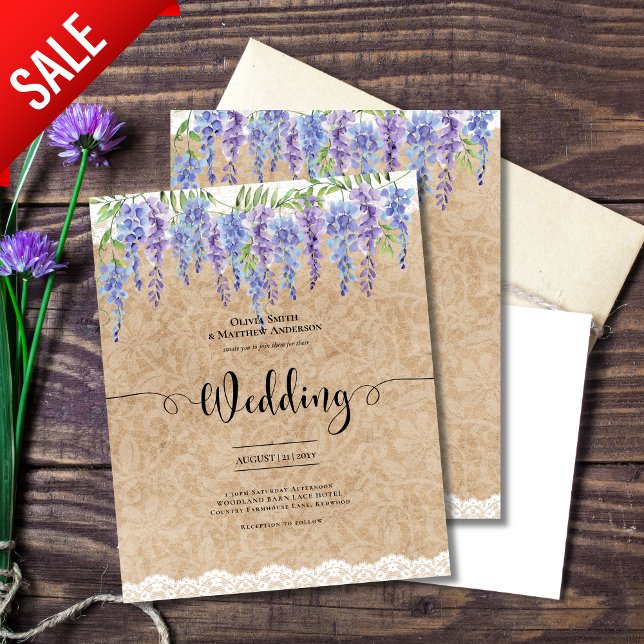 Lámina Wisteria Boda floral Rústico Kraft Lace PRESUPUEST (Subido por el creador)