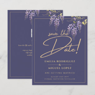 Lámina Wisteria Dusty Purple Gold Wedding Salva la fecha
