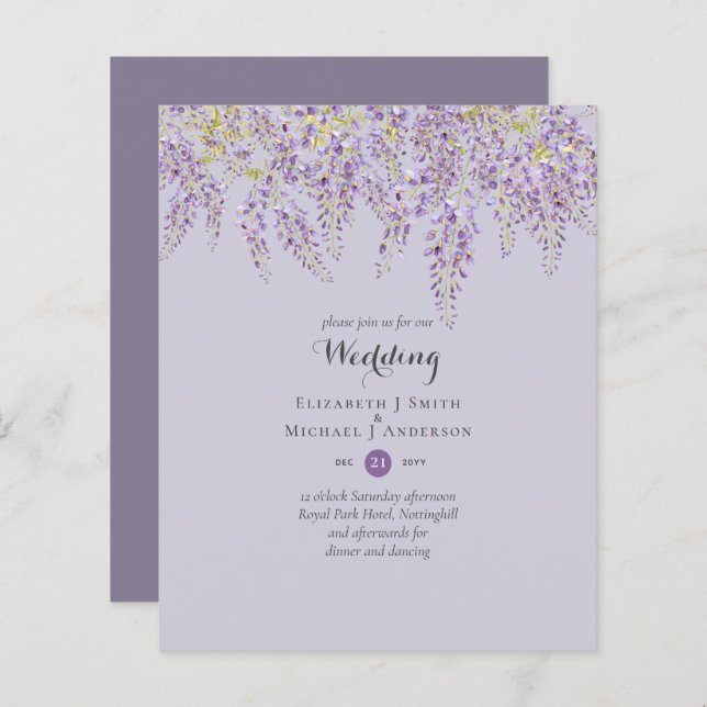 Lámina Wisteria Floral Garden Purple Boda Sage (Anverso / Reverso)