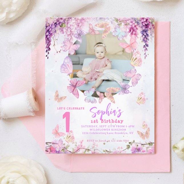 Lámina Wisteria Presupuestaria Mariposa Niños Foto Cumple (Subido por el creador)