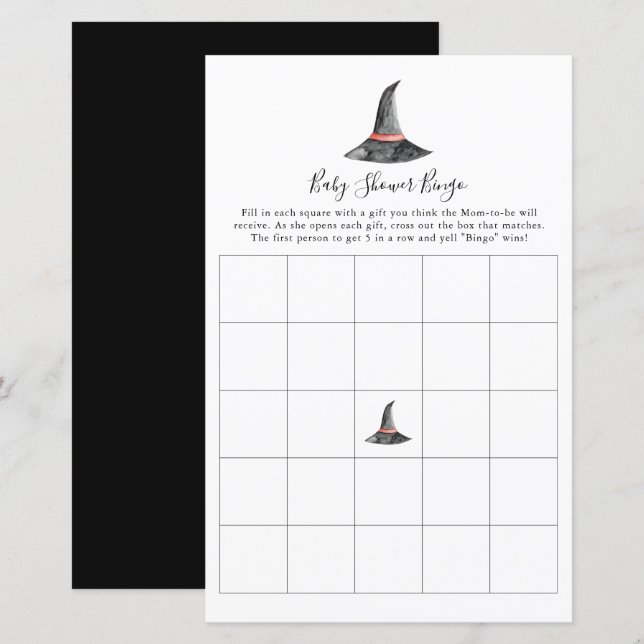 Lámina Witch Halloween Juego de Baby Shower Bingo Cute (Anverso / Reverso)