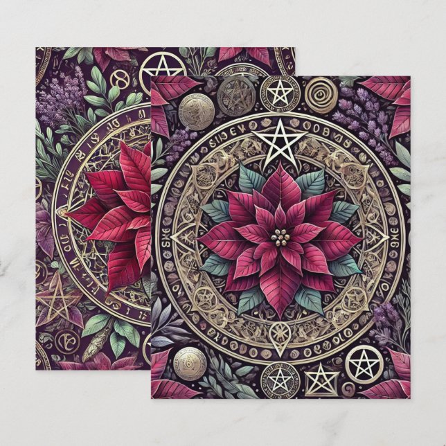 Lámina Witchy Poinsettia Mandala Papel Floral de cuaderni (Anverso / Reverso)
