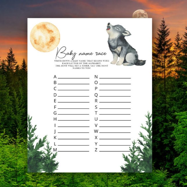 Lámina Wolf baby shower - Baby name race game (Subido por el creador)