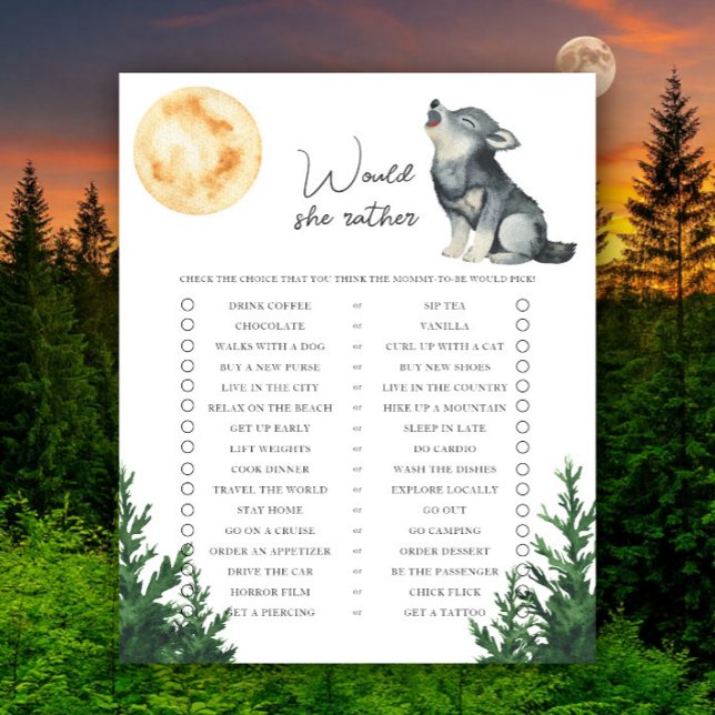 Lámina Wolf Baby shower Would she rather (Subido por el creador)
