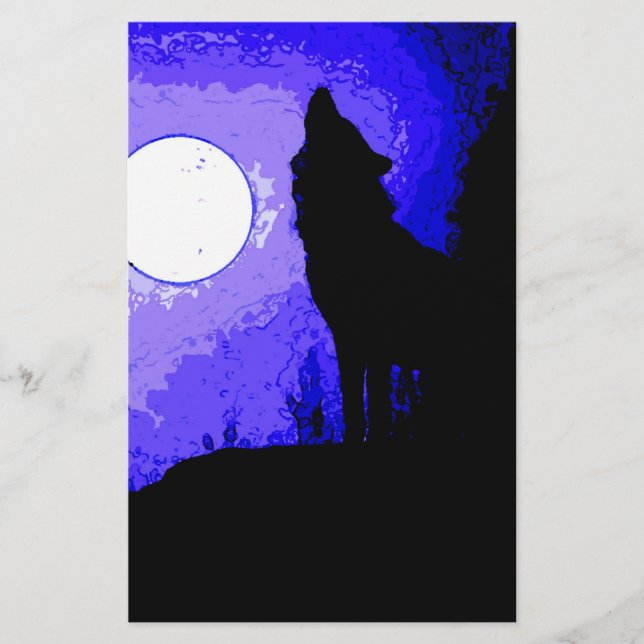 Lámina Wolf Howling en la Luna (Anverso)
