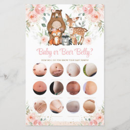 Lámina Woodland Animales Pink Floral Baby o Beer Belly