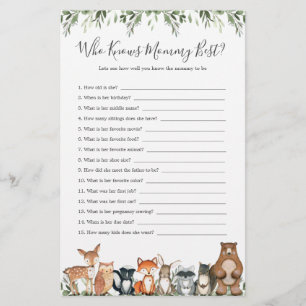 Lámina Woodland Animals Baby Shower que conoce mejor a mi