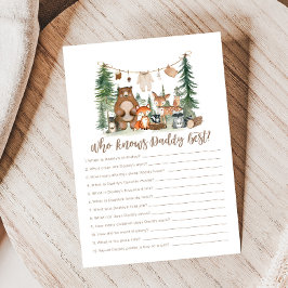 Lámina Woodland Animals Baby Shower Who Knows Daddy Game