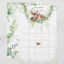 Lámina Woodland Animals Forest Greenery Bingo Baby Shower