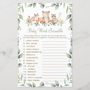 Lámina Woodland Animals Greeneration Baby Word Scramble G
