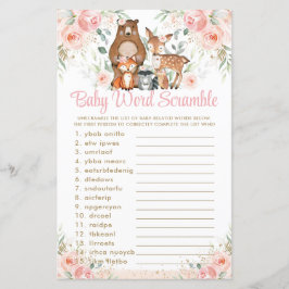 Lámina Woodland Animals Pink Floral Baby Word Scramble