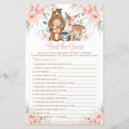 Lámina Woodland Animals Pink Floral encuentran el juego i