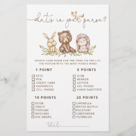 Lámina Woodland Animals What's In Your Purse Game
