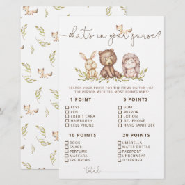 Lámina Woodland Animals What's In Your Purse Game