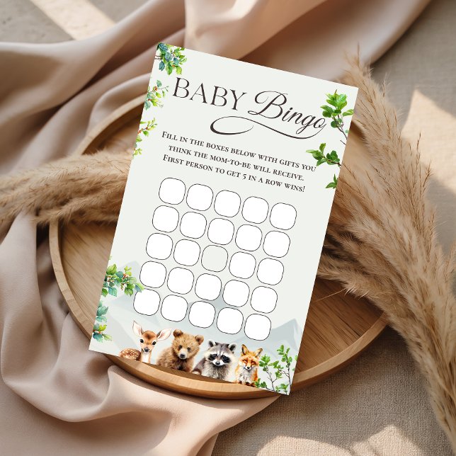 Lámina Woodland Baby Bingo Shower Game Card Forest Animal (Subido por el creador)