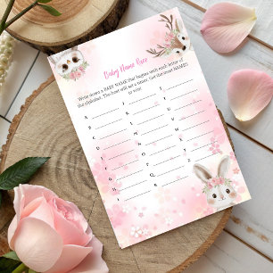 Lámina Woodland Baby Girl Name Race Game