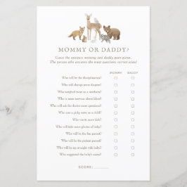 Lámina Woodland Baby Shower adivina quién es el juego de