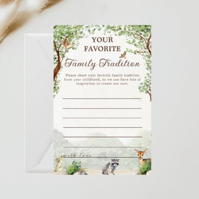 Lámina Woodland Baby Shower Family Tradition Advice Card (Subido por el creador)