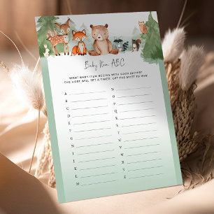 Lámina Woodland Baby Shower Game Baby Item ABC
