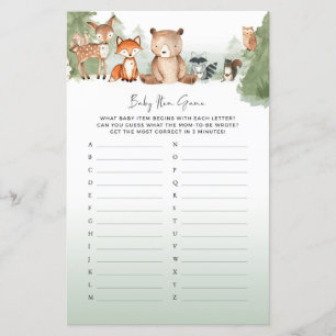 Lámina Woodland Baby Shower Game Baby Items