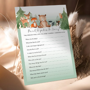 Lámina Woodland Baby Shower Game, ¿conoces a mamá?