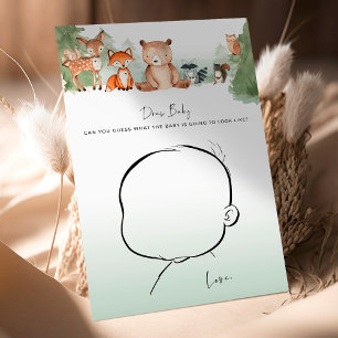 Lámina Woodland Baby Shower Game Draw Baby!