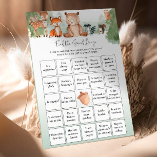 Lámina Woodland Baby Shower Game Find The Guest Bingo
