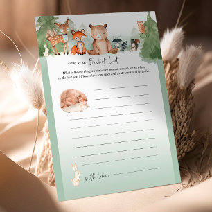 Lámina Woodland Baby Shower Game First Year Bucket List