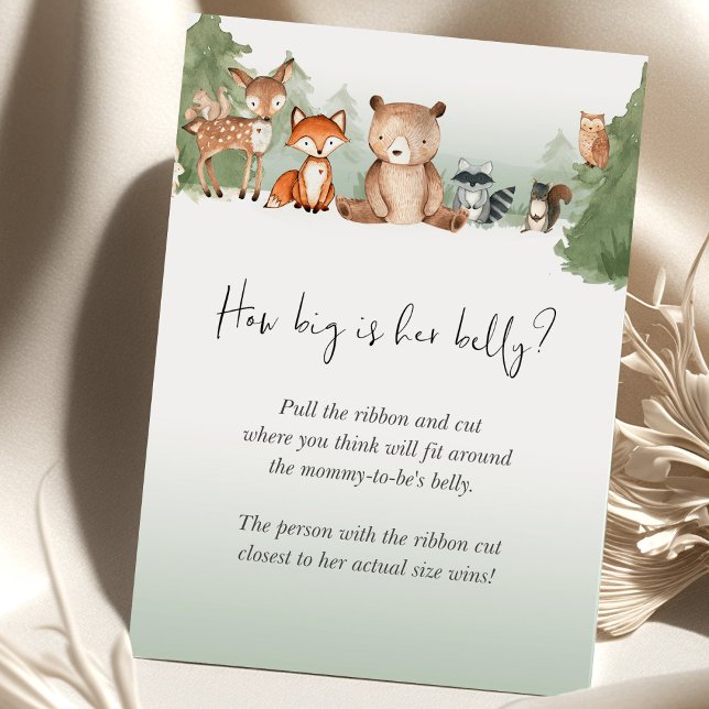 Lámina Woodland Baby Shower Game ¿Qué Tan Grande Es Su Be (Subido por el creador)