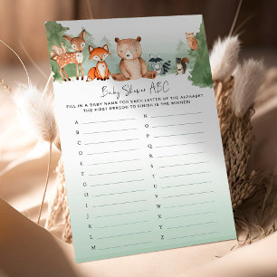 Lámina Woodland Baby Shower Game Shower ABC