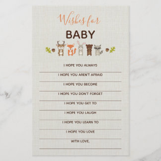 Lámina Woodland Baby Shower Keepsake - Deseos por el bebé