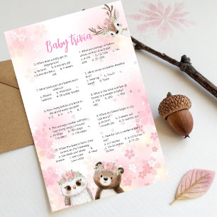 Lámina Woodland Baby Shower Trivia Game