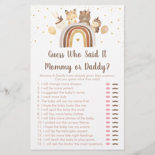 Lámina Woodland Boho Rainbow Adis Quién Dijo El Juego (Anverso)