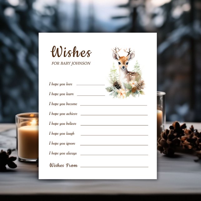 Lámina Woodland Deer Baby Shower Game Wings For Baby (Winter Deer Baby Shower Game Wishes For Baby)