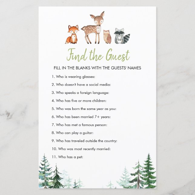 Lámina Woodland Forest Oh Boy Baby Shower Encuentra Al In (Anverso)