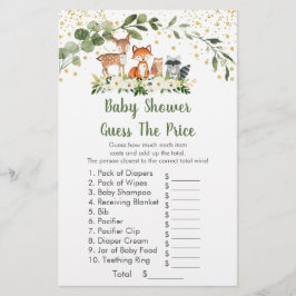 Lámina Woodland Greenery Adivinan El Juego De Baby Shower