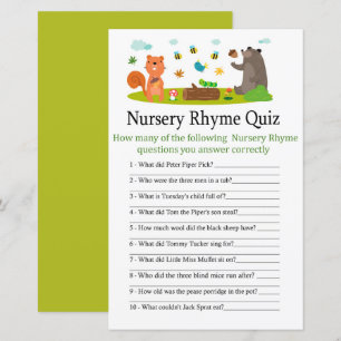 Lámina Woodland Nursery Rhyme Prueba de bebé