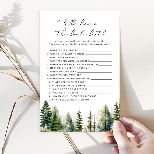 Lámina Woodland Quién conoce el mejor juego de novias (Subido por el creador)