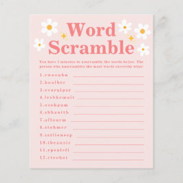 Lámina Word Scramble Game Pink Daisy Spring Baby Shower