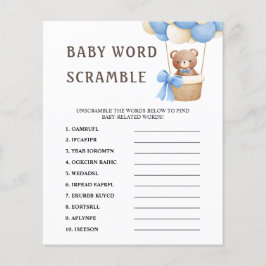 Lámina Word Scramble | Juego de Baby Shower con globo de 