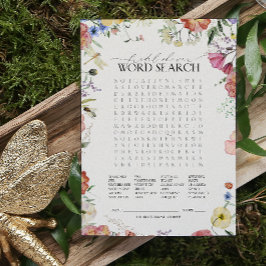 Lámina Wordsearch Presión Floral Bridal Shower Game
