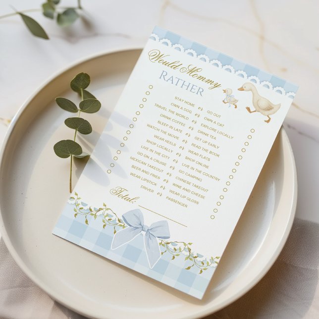 Lámina Would Mommy Rather Goose Blue Baby shower game (Subido por el creador)