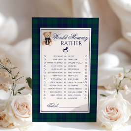 Lámina Would Mommy Rather Teddy Bear Navy Plaid game
