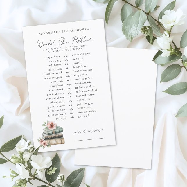Lámina Would Rather Book Bridal Shower Game (Would Rather Book Bridal Shower Game)