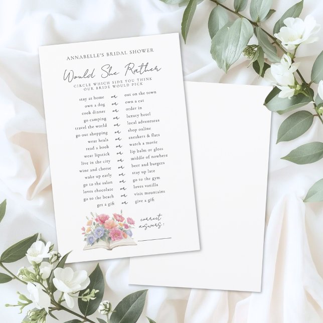 Lámina Would Rather Book Bridal Shower Game (Would Rather Book Bridal Shower Game)
