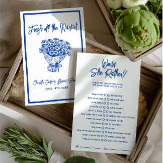 Lámina Would She Rather Blue Bridal Shower Game