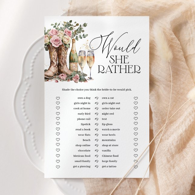 Lámina Would She Rather Boots and Bubbly Shower Game (Subido por el creador)